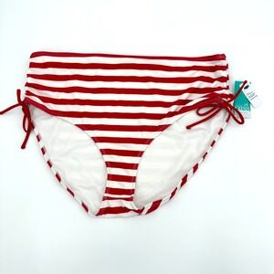 Outdoor Oasis Womens Red White Striped High Waist Bikini Bottoms Size 0X NWT